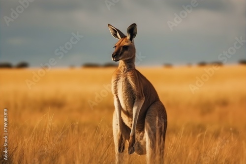 kangaroo, standing, grasslands, wildlife, animal, nature, australia, outdoors, mammal, marsupial, hopping, wilderness, native, landscape photo