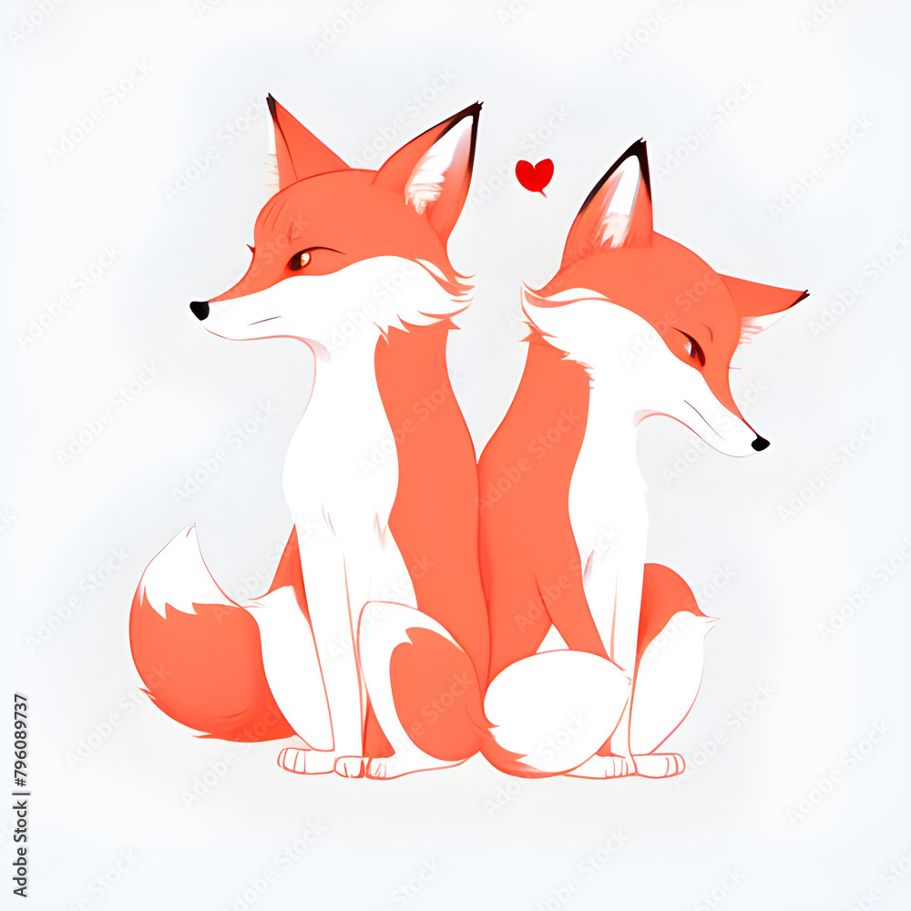 Obraz premium red fox cartoon