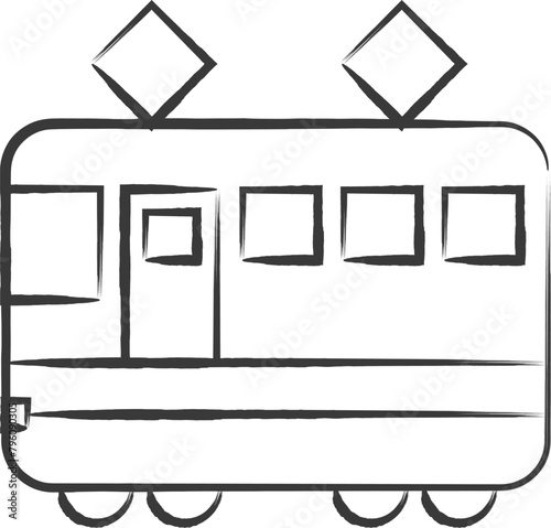 筆書き駅関連アイコンイラスト　電車