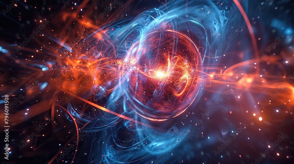 Obraz premium A celestial, abstract constellation of binary star systems, dancing gracefully, forming complex, temporary geometrical patterns.