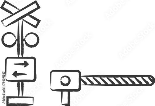 筆書き駅関連アイコンイラスト　踏切