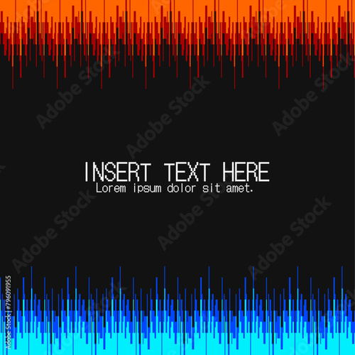 Fuzzy Abstract Fire Lines in Blue and Red color Frame Template with Black Background