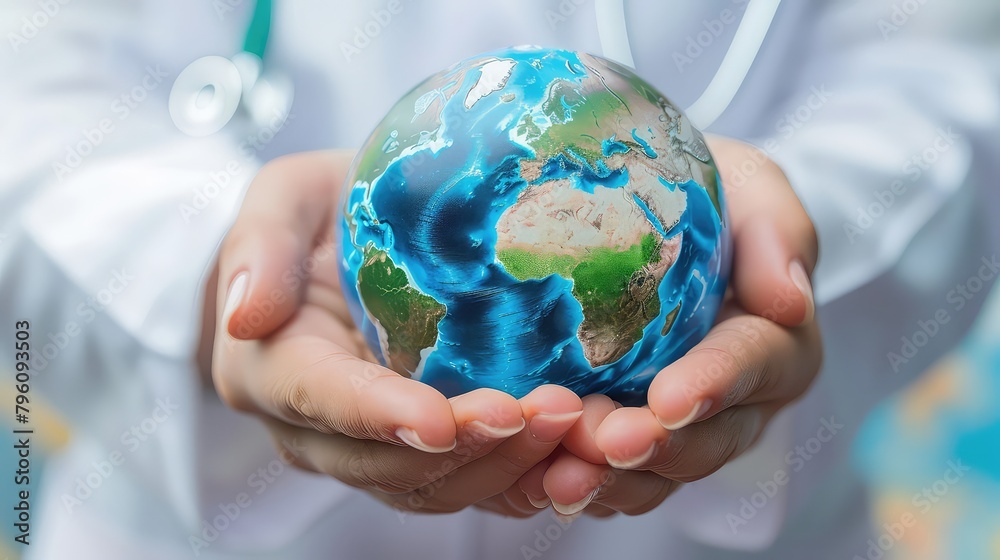 World environment and earth day concept with globe, nature and eco friendly environment. Generative AI World environment and earth day concept with globe, nature and eco friendly environment. Generative AI