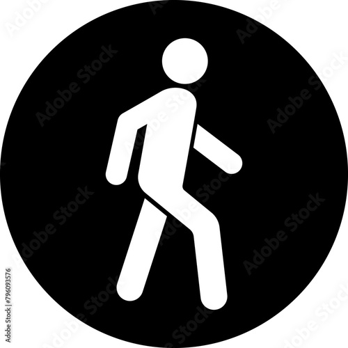 Flat icon of a walking man in the form of a human silhouette