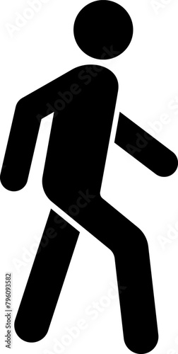 A simple icon of a walking man in the form of a human silhouette