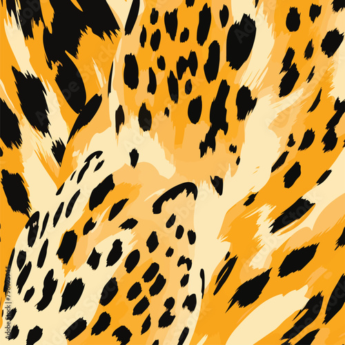 a yellow and black animal with black spots on it