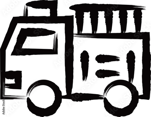 筆書き乗り物アイコンイラスト　消防車