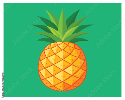 Juicy fresh vector pineapple illustration