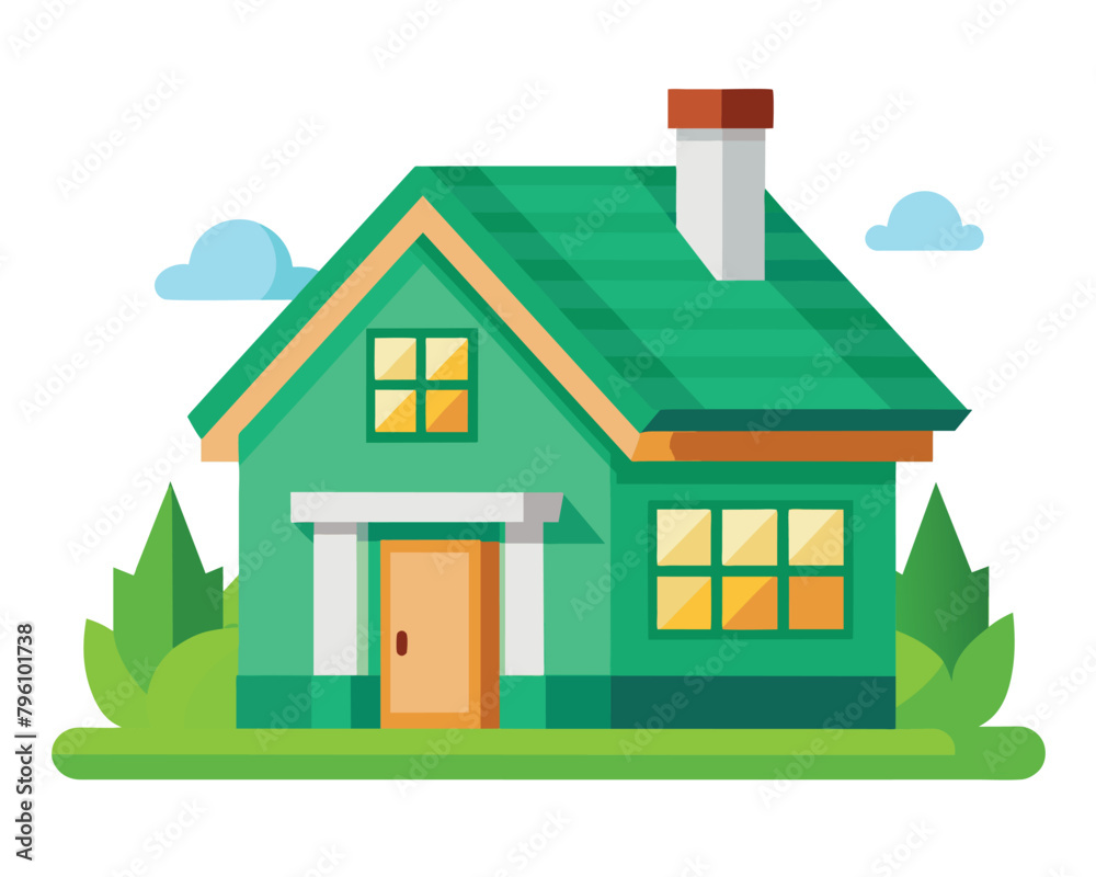 Cute house in flat style vector illustration