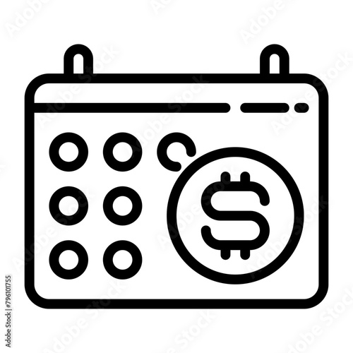 payment day icon, line icon style