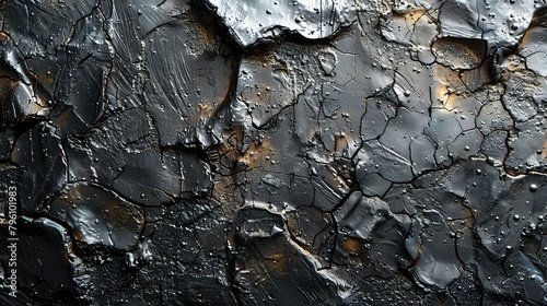 abstract background of black oil paint on a concrete wall close-up