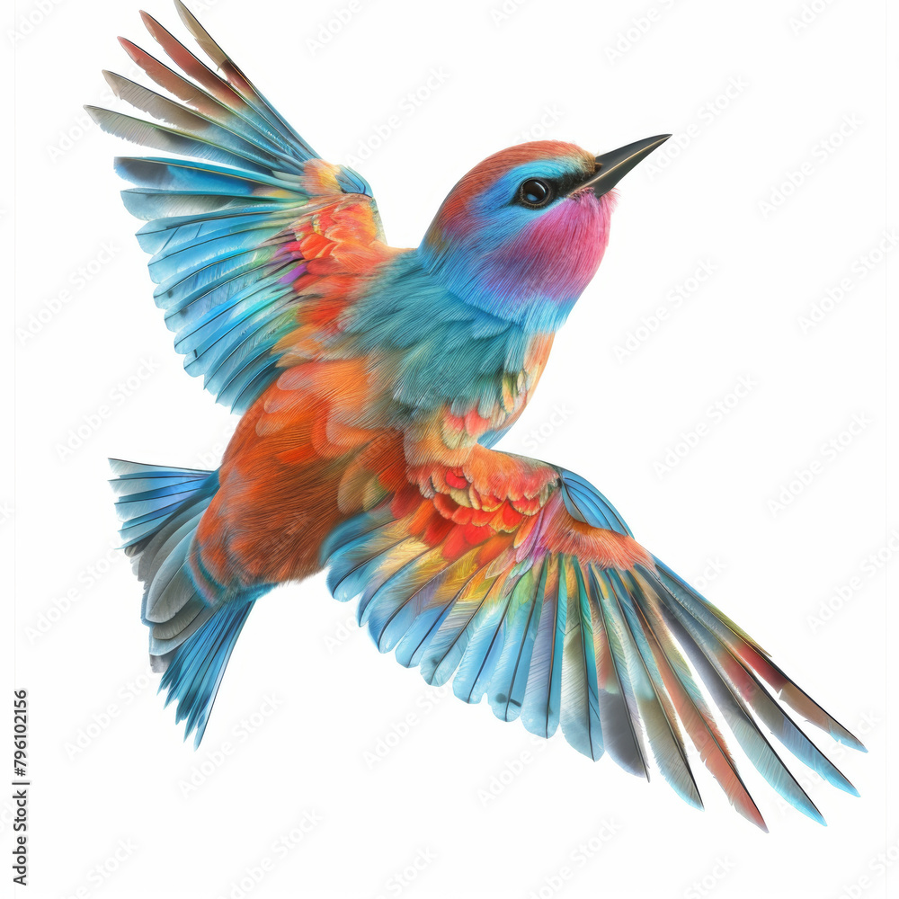 Fototapeta premium The bird is the main focus of the image, and its colors create a sense of freedom and joy.