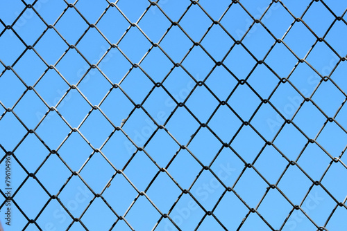 chain link fence with blue sky