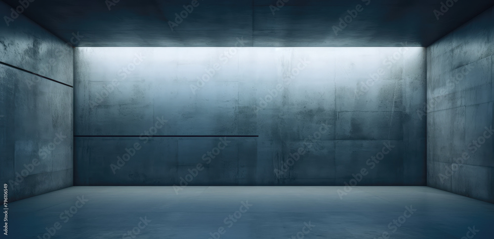 Futuristic Minimalist Blue Concrete Room Futuristic Minimalist Blue Concrete Room
