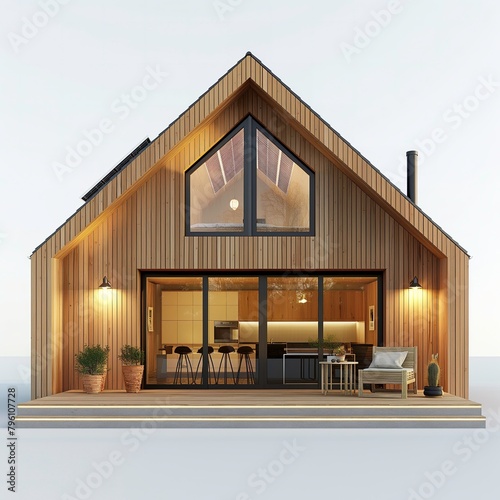 front of a modern house with solar panels