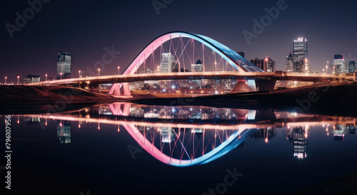 Illuminated Urban Bridge at Twilight © evening_tao