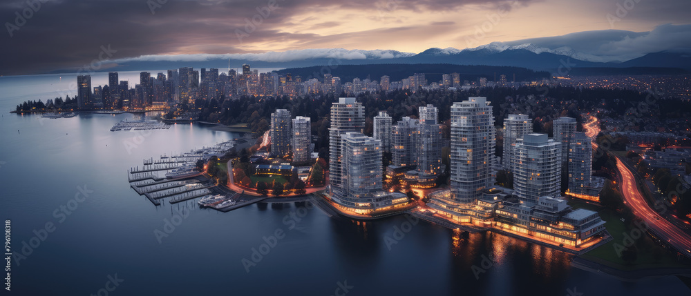 Fototapeta premium Metropolitan Twilight: Cityscape at Dusk