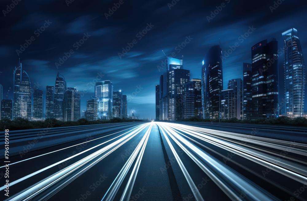 Fototapeta premium Futuristic Urban Speed - Cityscape at Night
