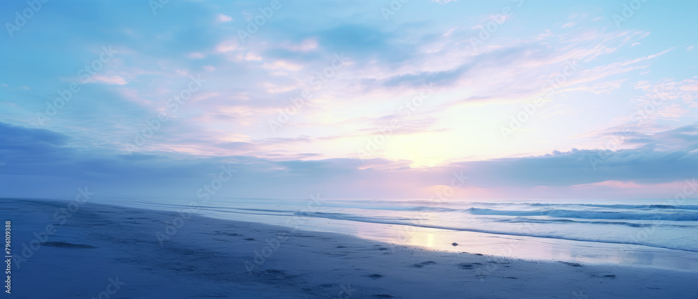 Tranquil Beach Sunset - Panoramic Skyline View