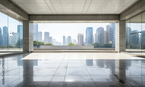 Sleek Urban Office Space with Panoramic Cityscape