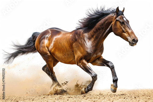 A horse galloping  isolated on a white background