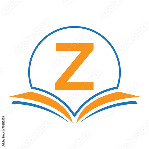 Monogram Education Logo On Letter Z Concept With Open Book Icon