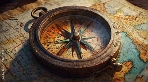 Wallpaper Mural Vintage compass on old map : old compass on old map Torontodigital.ca