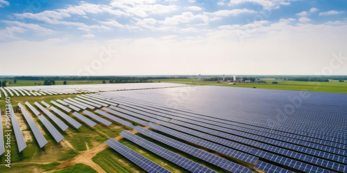 Expansive Solar Energy Farm Aerial Perspective photo