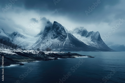 Majestic Frozen Mountainscape by the Arctic Sea