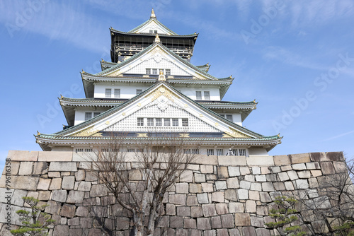 The osaka castle in the big castle and most famous in osaka japan photo