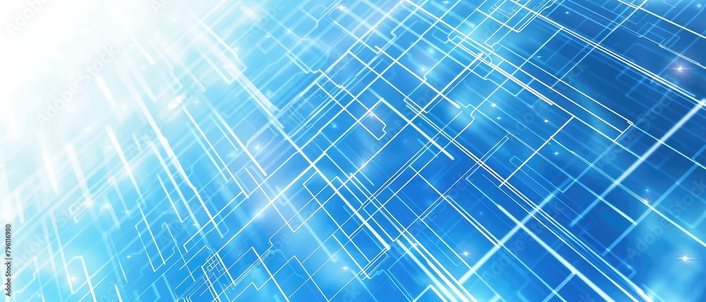 Abstract Blue Technology Background with Lines