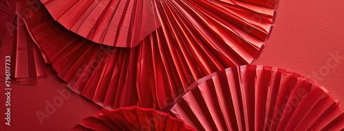 Red Paper Fans on a Monochrome Background