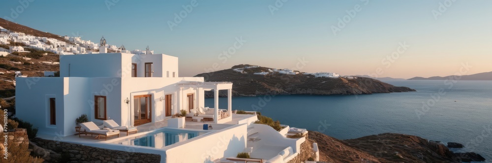 Fototapeta premium Exterior shot of a villa in Mykonos