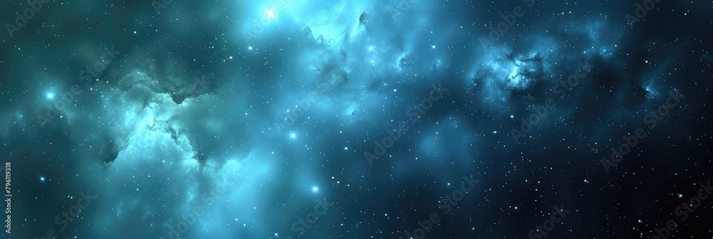Majestic Blue Nebula in Deep Space