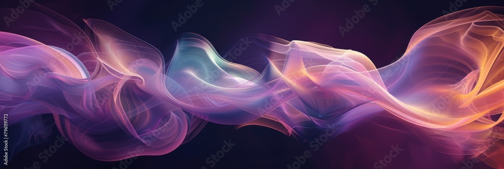 Vibrant Abstract Smoke Waves on Dark Background