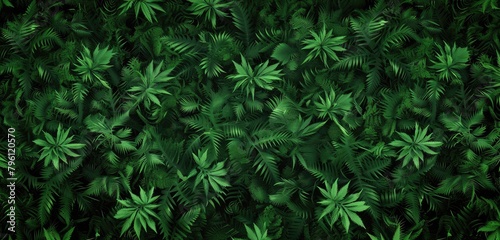 Lush Green Tropical Leaves Seamless Pattern photo