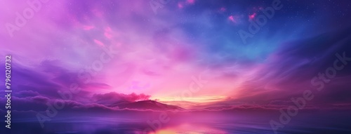 Majestic Purple Sunset Over Serene Mountain Lake © evening_tao