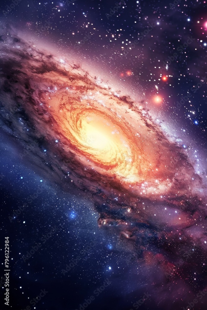 Naklejka premium A cosmic portal opening within a galaxy, hinting at otherworldly destinations