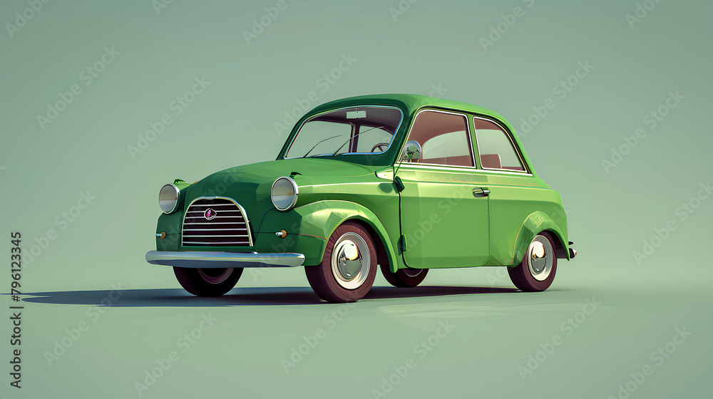 beautiful cartoon style green car with high speed, 3d rendering, generative AI beautiful cartoon style green car with high speed, 3d rendering, generative AI