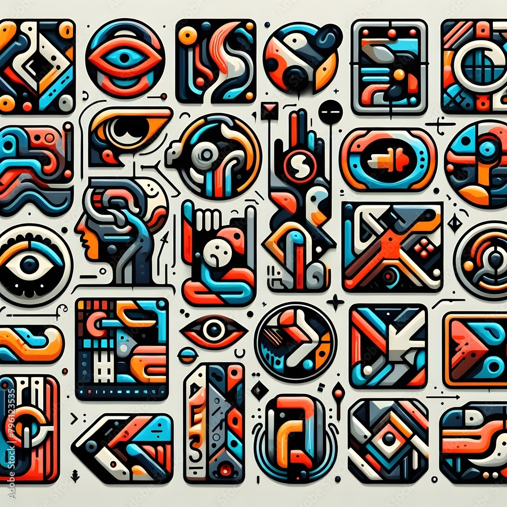 Vibrant Abstract Signs  Explore a Spectrum of Colorful Objects for Your Creative Projects