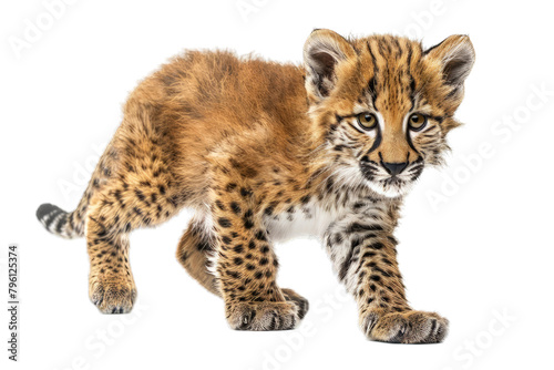 baby leopard walk isolated