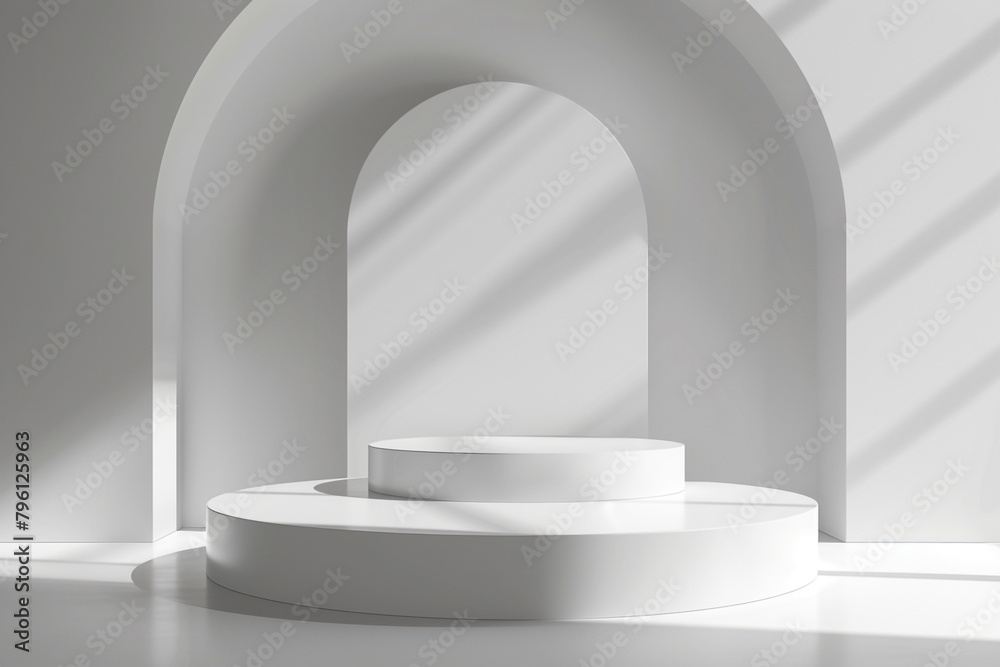 Minimalist 3D podium clean lines soft shadows Minimalist 3D podium clean lines soft shadows