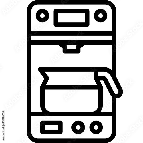 drip automatic coffee machine or electric drip coffeemaker outline icon