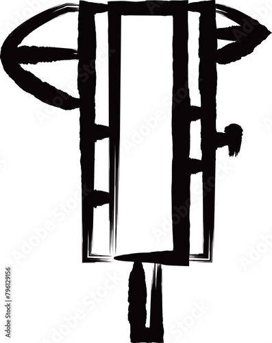 筆書き作業道具単品アイコン　ノギス