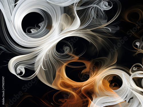 A black and white image of smoke and flames with a swirl pattern. The image has a dreamy, ethereal quality to it