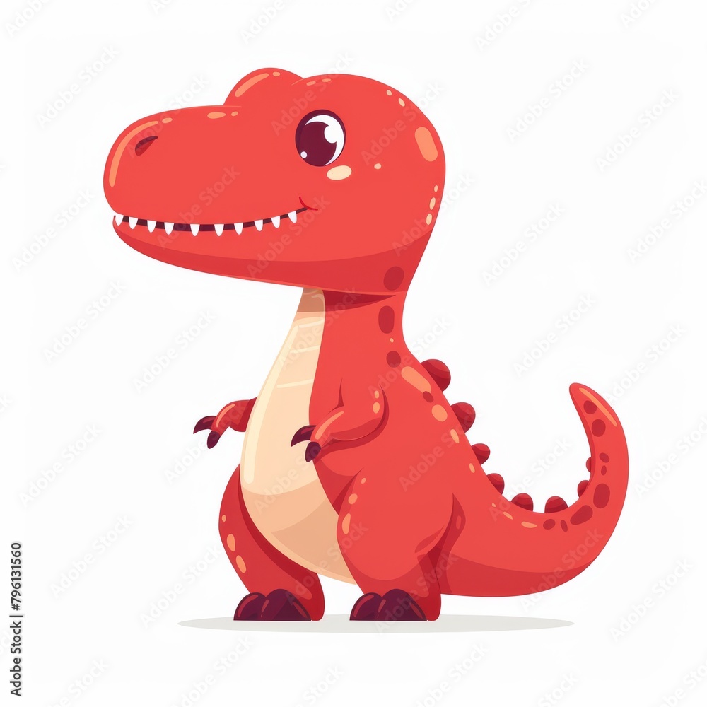 Fototapeta premium Cartoon charecter smiling happiness drawing of cute baby dinosaur in pastel color