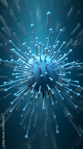 Virus cells on blue background