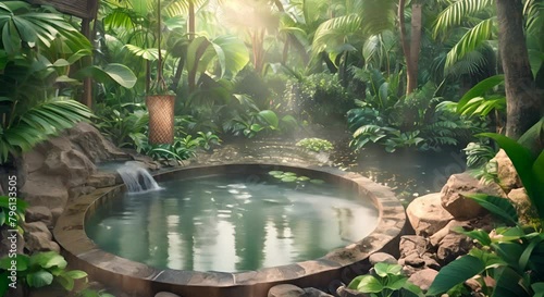 Rejuvenating mud bath spa experience in a tropical setting, photorealistic, photo