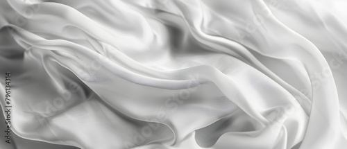 A white fabric with a pattern of a wave. The fabric is very smooth and silky