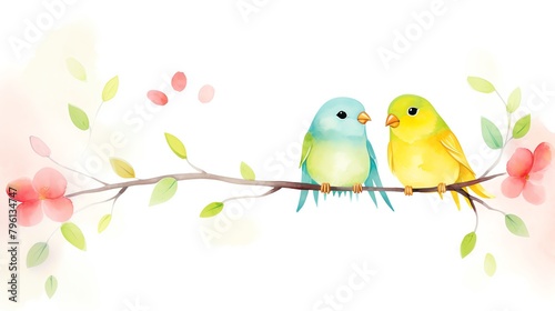 Love birds perched on a branch